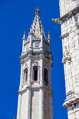 Tower of the Jerónimos Monastery or Hieronymites Monastery of Belém, in Lisbon, Portugal