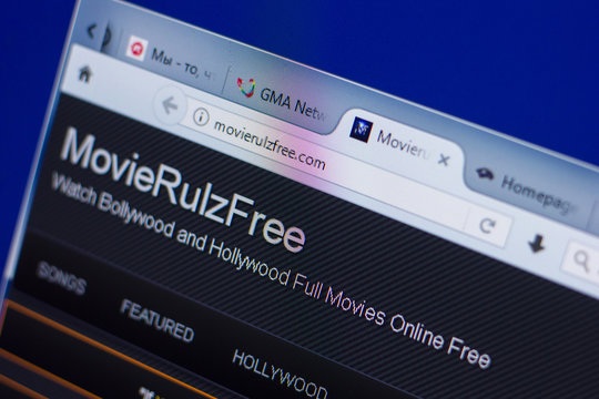 Ryazan, Russia - May 13, 2018: MovieRulzFree website on the display of PC, url - MovieRulzFree.com.
