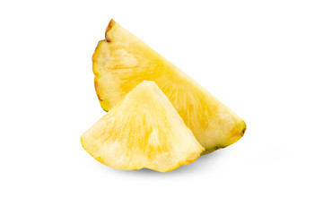 Pineapple full size sliced piece .Set of pineapple Fruit food on white isolated .Clipping path.