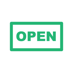 Open sign flat vector icon isolated on a white background.