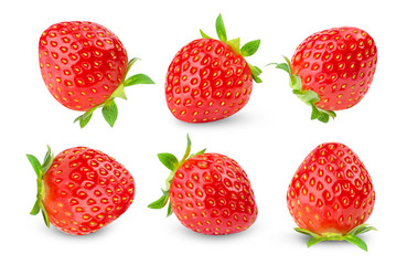 set strawberry Fresh piece collection set .healthy fruit red strawberry on white background isolated.Collection. Clipping Path