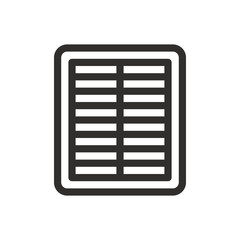 Air cabin filter outline icon, car air filter isolated vector icon