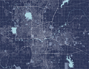 map of the city of Oklahoma, Oklahoma City, USA