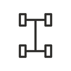 Car frame outline icon, car suspension isolated vector icon