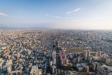 Cityscapes of the skyline in Osaka, Japan