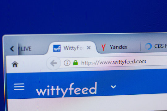 Ryazan, Russia - May 13, 2018: WittyFeed website on the display of PC, url - WittyFeed.com.