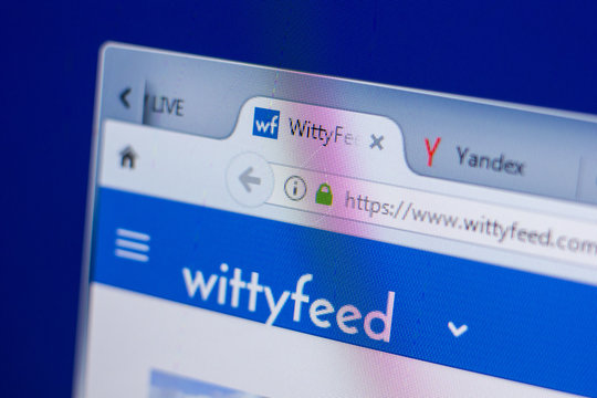 Ryazan, Russia - May 13, 2018: WittyFeed website on the display of PC, url - WittyFeed.com.