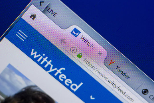 Ryazan, Russia - May 13, 2018: WittyFeed website on the display of PC, url - WittyFeed.com.