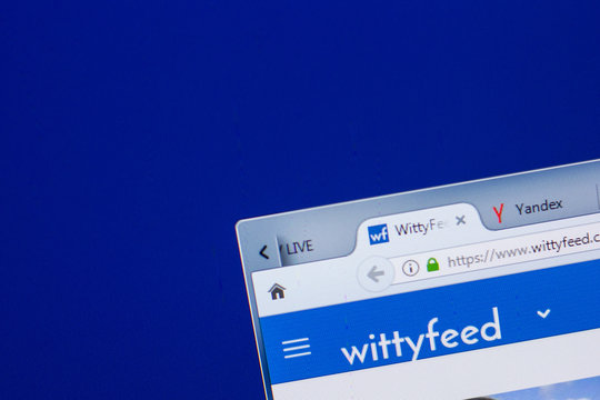 Ryazan, Russia - May 13, 2018: WittyFeed website on the display of PC, url - WittyFeed.com.