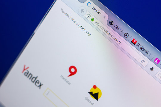 Ryazan, Russia - May 13, 2018: Yandex Turkey website on the display of PC, url - Yandex.com.tr.