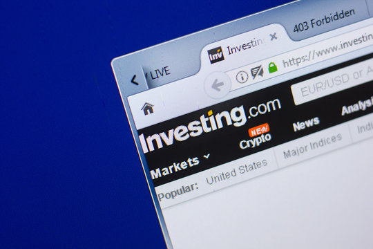 Ryazan, Russia - May 13, 2018: Investing website on the display of PC, url - Investing.com.