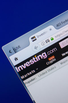Ryazan, Russia - May 13, 2018: Investing website on the display of PC, url - Investing.com.