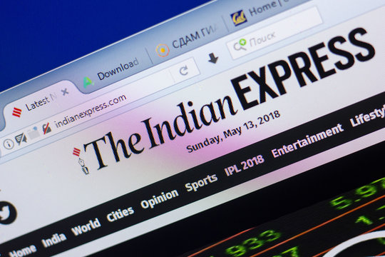 Ryazan, Russia - May 13, 2018: IndianExpress website on the display of PC, url - IndianExpress.com.