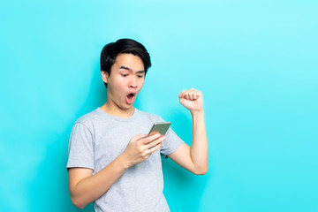 man Looking at phone happy time