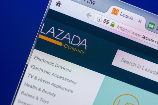 Ryazan, Russia - May 13, 2018: Lazada website on the display of PC, url - Lazada.com.my.
