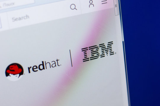 Ryazan, Russia - May 13, 2018: IBM website on the display of PC, url - IBM.com.