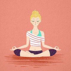 Young woman meditating in lotus pose