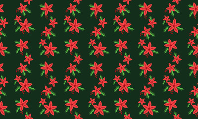 Unique flower pattern background for Christmas, with leaf and floral cute drawing.