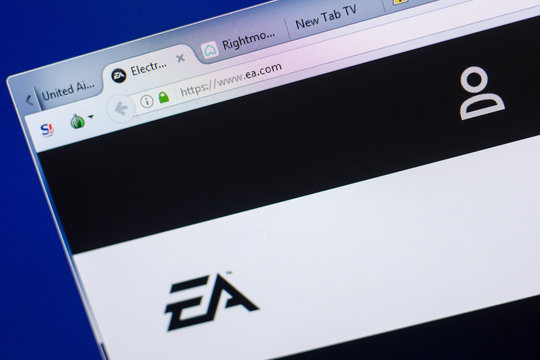 Ryazan, Russia - May 13, 2018: EA website on the display of PC, url - EA.com.