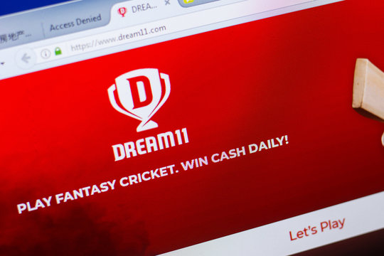 Ryazan, Russia - May 13, 2018: Dream11 website on the display of PC, url - Dream11.com.