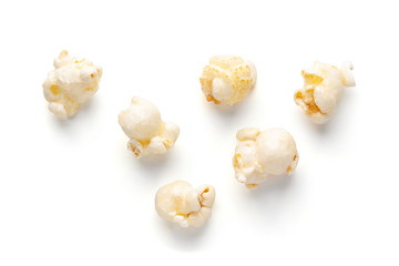 Popcorn piece on white isolated