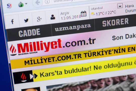 Ryazan, Russia - May 13, 2018: Milliyet website on the display of PC, url - Milliyet.com.tr.