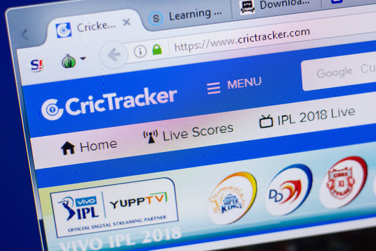 Ryazan, Russia - May 13, 2018: Crictracker website on the display of PC, url - Crictracker.com.