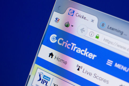 Ryazan, Russia - May 13, 2018: Crictracker website on the display of PC, url - Crictracker.com.