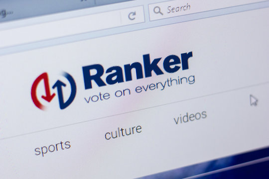 Ryazan, Russia - May 13, 2018: Ranker website on the display of PC, url - Ranker.com.