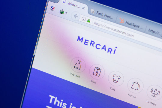 Ryazan, Russia - May 13, 2018: Mercari website on the display of PC, url - Mercari.com.
