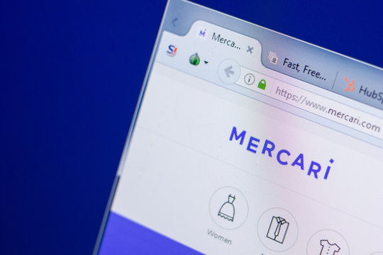 Ryazan, Russia - May 13, 2018: Mercari website on the display of PC, url - Mercari.com.