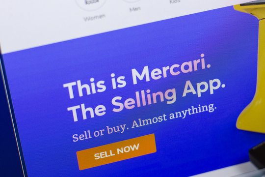 Ryazan, Russia - May 13, 2018: Mercari website on the display of PC, url - Mercari.com.