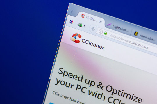 Ryazan, Russia - May 13, 2018: CCleaner website on the display of PC, url - CCleaner.com.