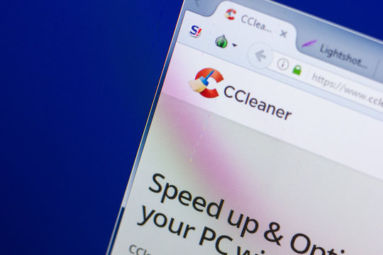 Ryazan, Russia - May 13, 2018: CCleaner website on the display of PC, url - CCleaner.com.