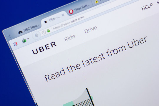 Ryazan, Russia - May 13, 2018: Uber website on the display of PC, url - Uber.com.