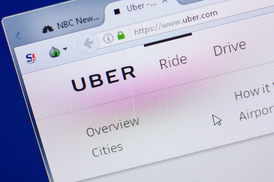 Ryazan, Russia - May 13, 2018: Uber website on the display of PC, url - Uber.com.