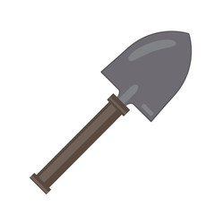 A metal shovel with wooden handle as a farm and gardening concept, a flat vector stock illustration with single object isolated on white background or eco friendly garden tool