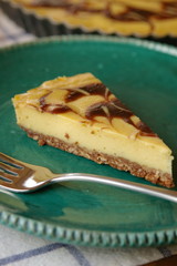 marble cheese cake on a green plate