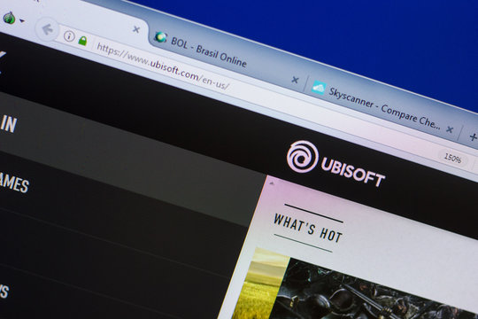 Ryazan, Russia - May 13, 2018: UbiSoft website on the display of PC, url - UbiSoft.com.