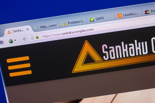 Ryazan, Russia - May 13, 2018: Sankakucomplex website on the display of PC, url - Sankakucomplex.com.