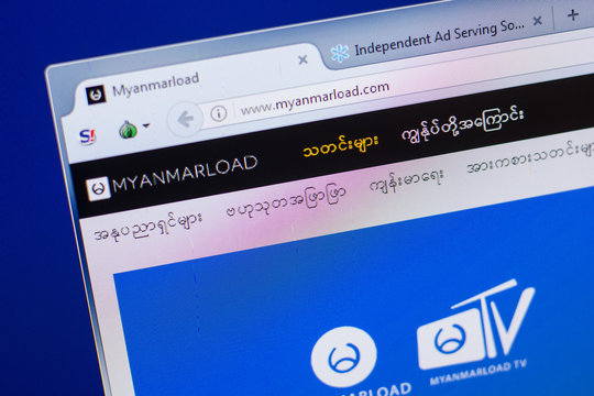 Ryazan, Russia - May 13, 2018: Myanmarload website on the display of PC, url - Myanmarload.com.