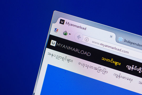 Ryazan, Russia - May 13, 2018: Myanmarload website on the display of PC, url - Myanmarload.com.