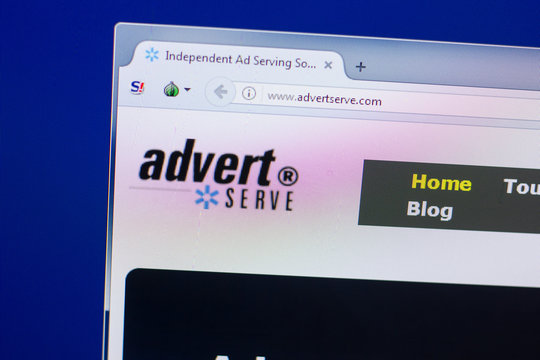 Ryazan, Russia - May 13, 2018: Advertserve website on the display of PC, url - Advertserve.com.