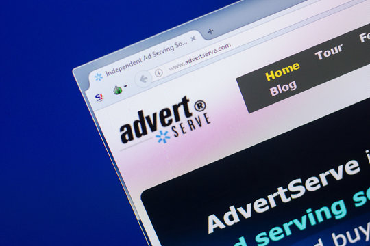 Ryazan, Russia - May 13, 2018: Advertserve website on the display of PC, url - Advertserve.com.