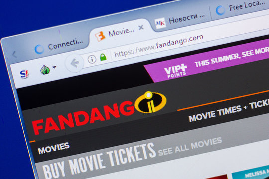 Ryazan, Russia - May 13, 2018: Fandango website on the display of PC, url - Fandango.com.