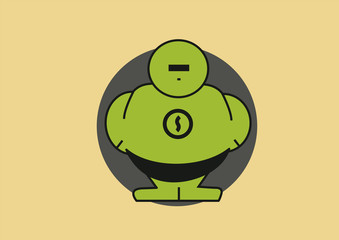 a simple isolated fat robot green design vector