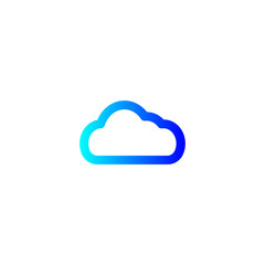 Blue cloud flat vector icon isolated on a white background.Cloud computing concept.