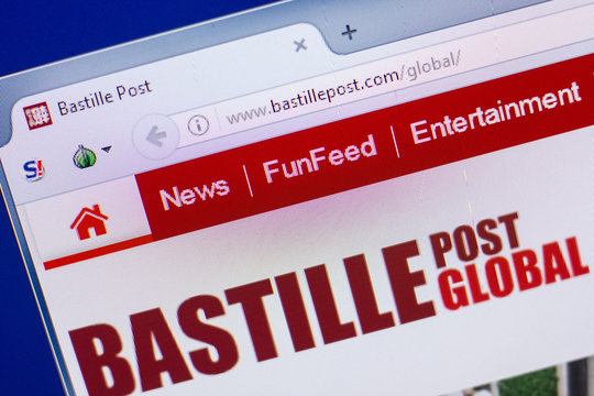 Ryazan, Russia - May 13, 2018: Bastille Post website on the display of PC, url - BastillePost.com.