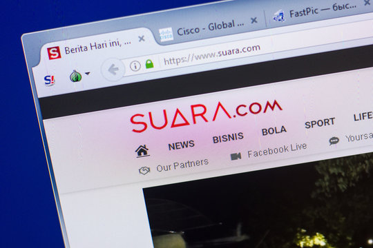 Ryazan, Russia - May 13, 2018: Suara website on the display of PC, url - Suara.com.