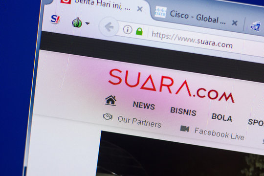 Ryazan, Russia - May 13, 2018: Suara website on the display of PC, url - Suara.com.